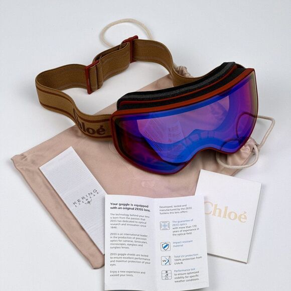 NEW Chloe CH0072S 003 Matte Rust Orange Multilayer Blue Zeiss Ski Mask CH 0072S - Picture 12 of 13